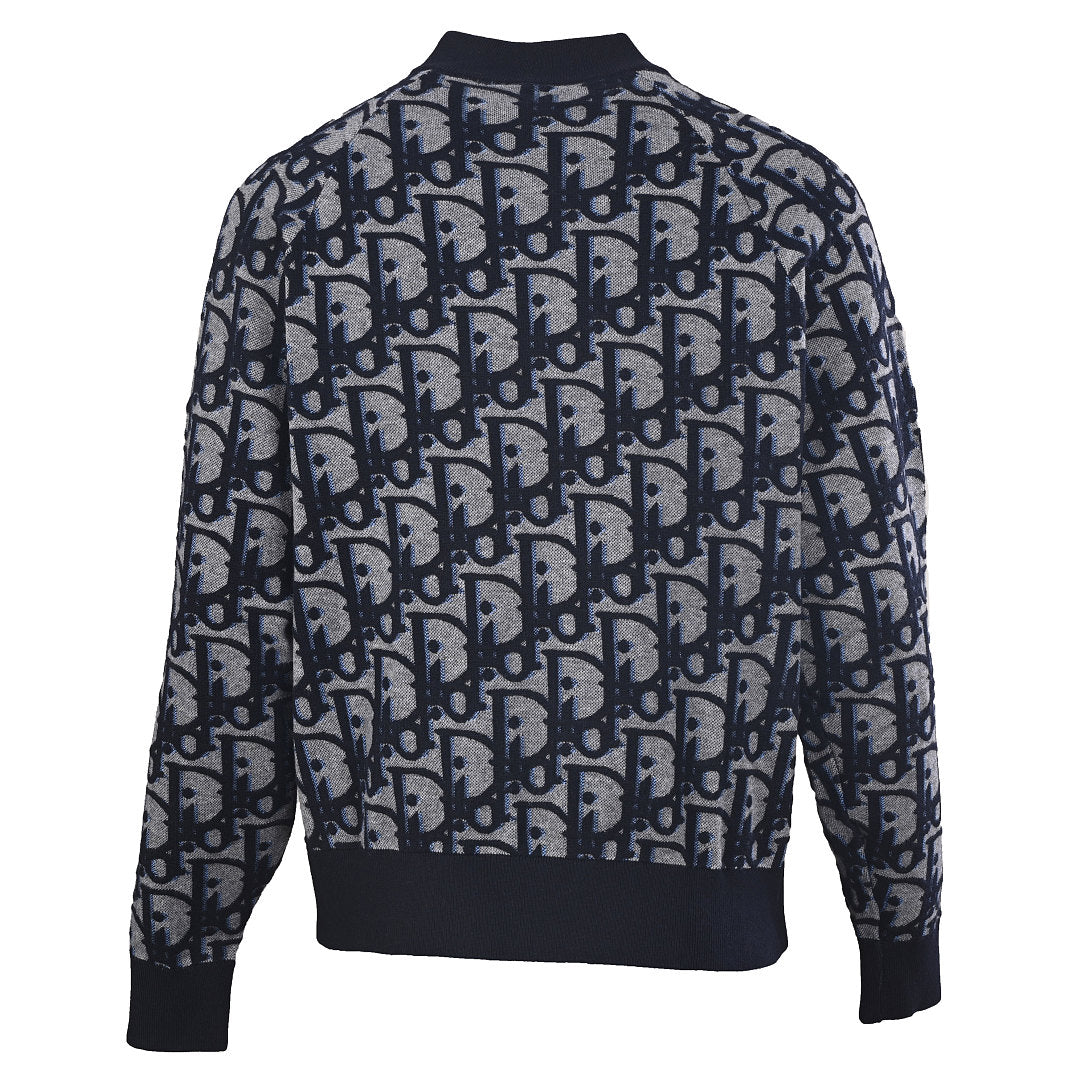 Dior Oblique Large-Scale Jacquard Zip-Up Jacket Navy