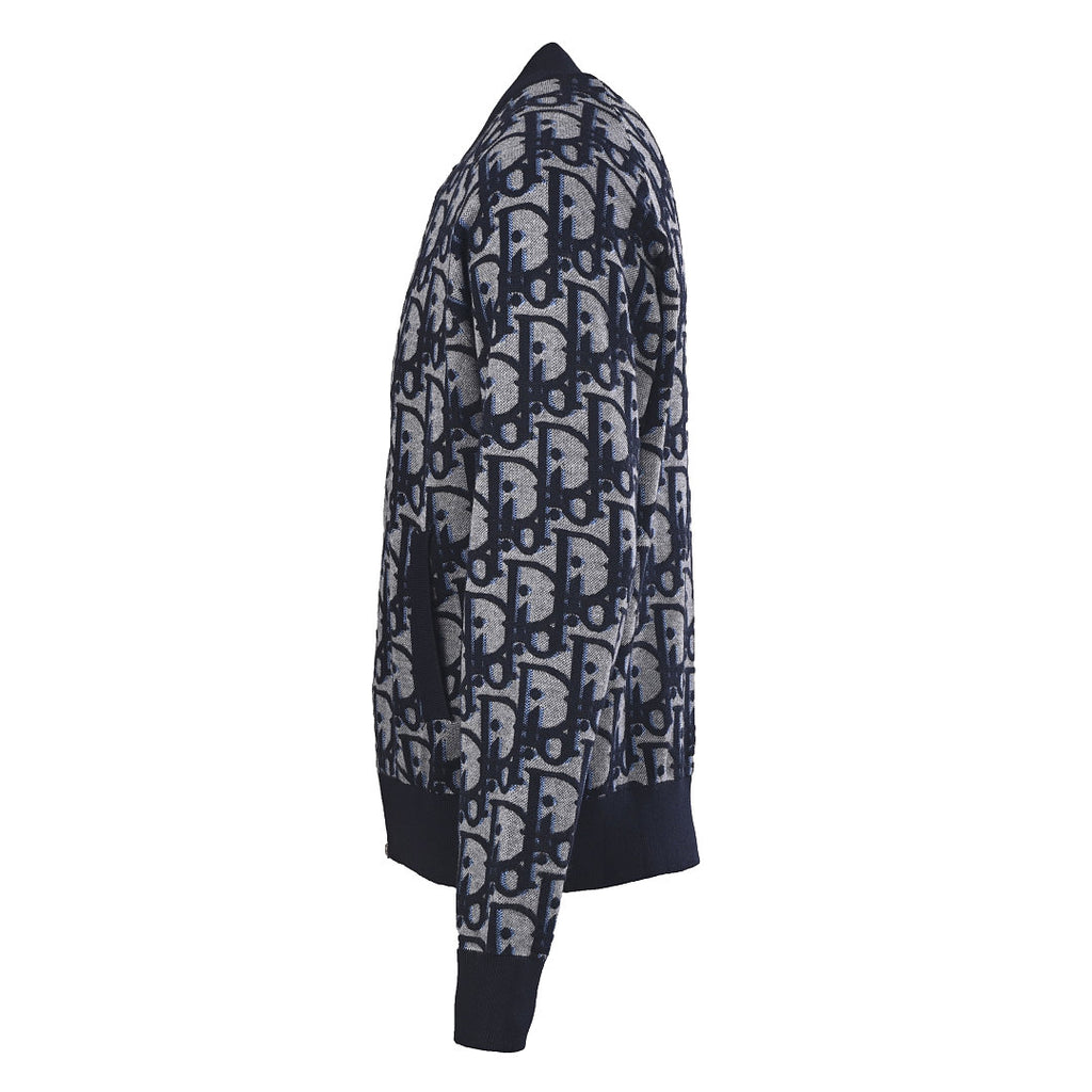 Dior Oblique Large-Scale Jacquard Zip-Up Jacket Navy