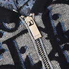 Dior Oblique Large-Scale Jacquard Zip-Up Jacket Navy