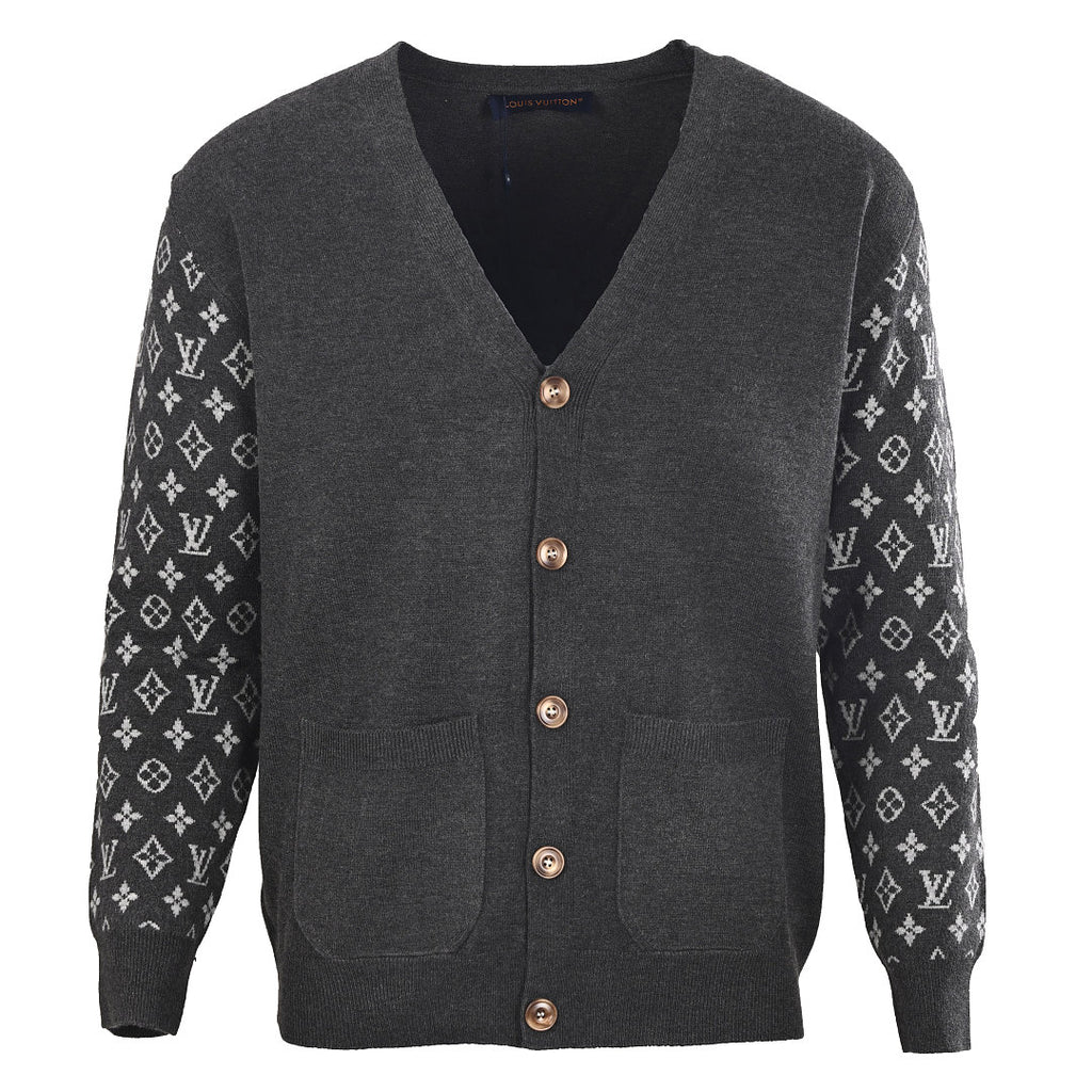Louis Vuitton Monogram Jacquard Sleeve Cardigan — Charcoal