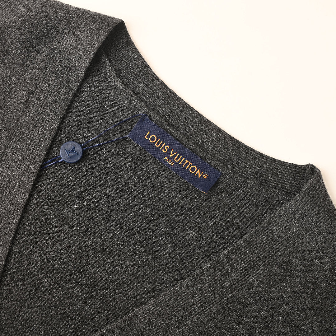 Louis Vuitton Monogram Jacquard Sleeve Cardigan — Charcoal