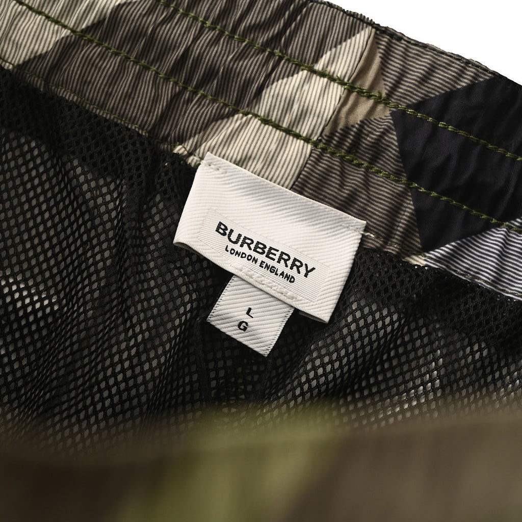 Burberry Check Drawstring Mesh-Lined Beach Shorts
