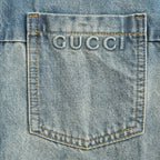 Gucci Two-Tone Panelled Denim Overshirt with Chain-Stitch Pocket Detail