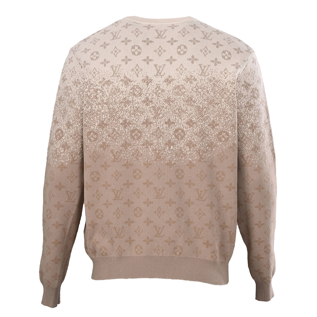 Louis Vuitton Monogram Gradient Jacquard Crewneck Sweater — Camel