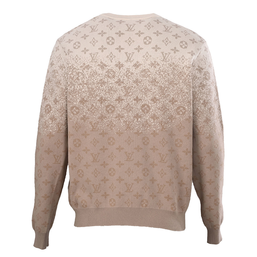 Louis Vuitton Monogram Gradient Jacquard Crewneck Sweater — Camel
