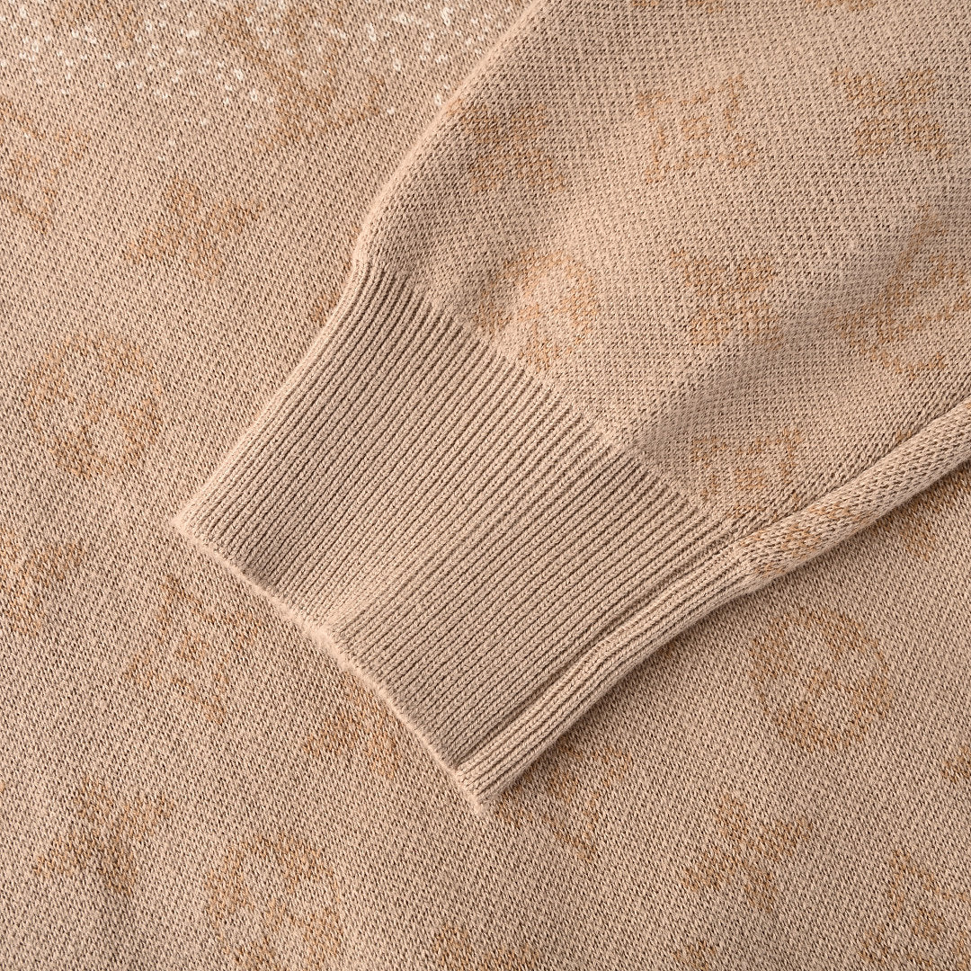 Louis Vuitton Monogram Gradient Jacquard Crewneck Sweater — Camel