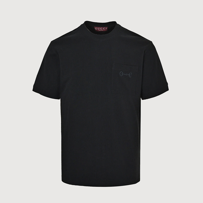Gucci 2026 Horsebit Pocket Piqué T-Shirt — Black | Made in Italy