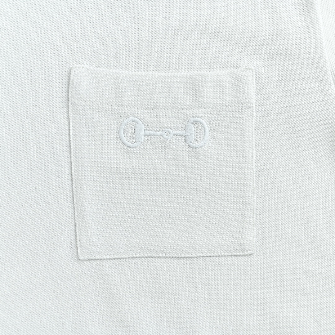 Gucci 2026 Horsebit Pocket T-Shirt — Ice Blue | Made in Italy