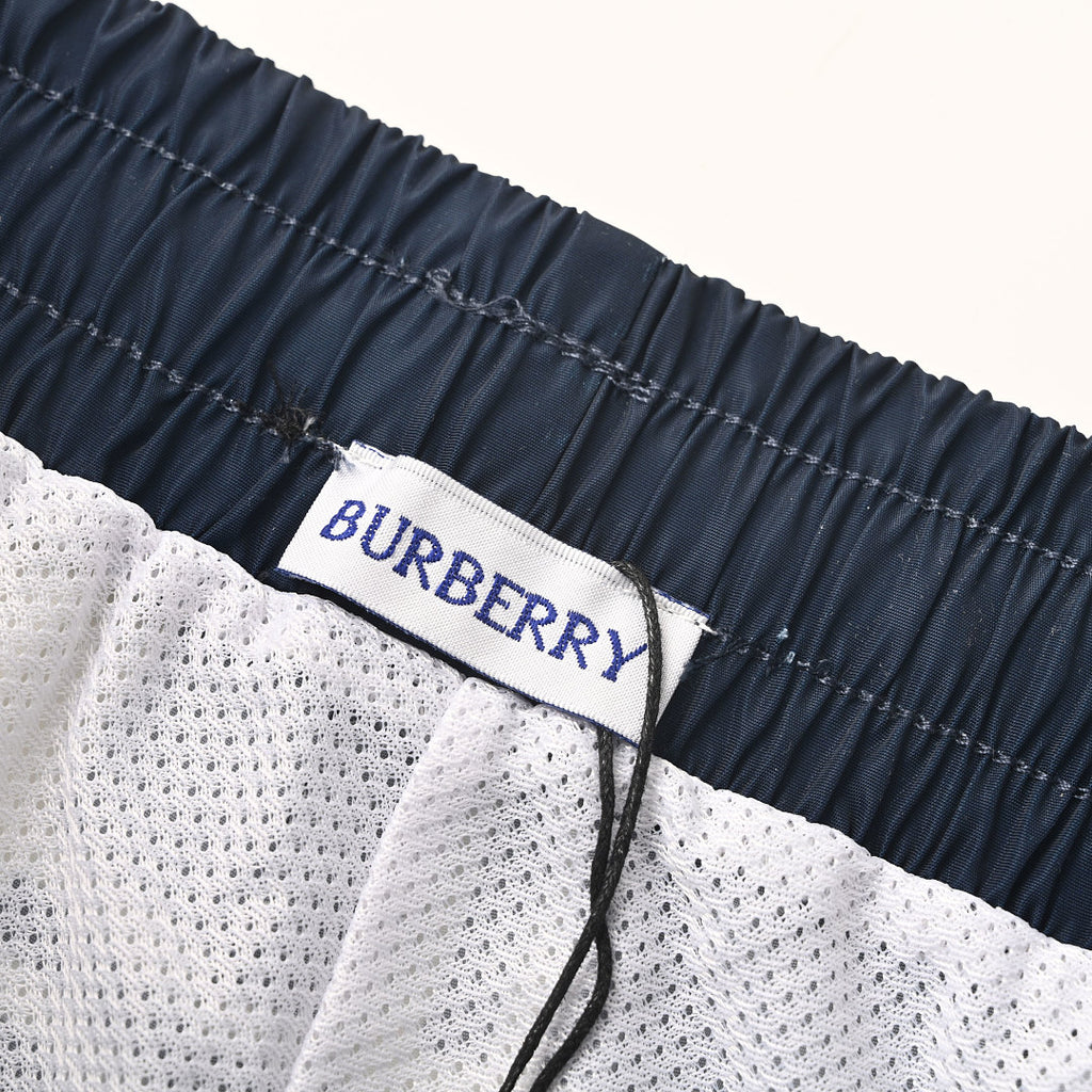 Burberry Checkered Equestrian Logo Beach Shorts