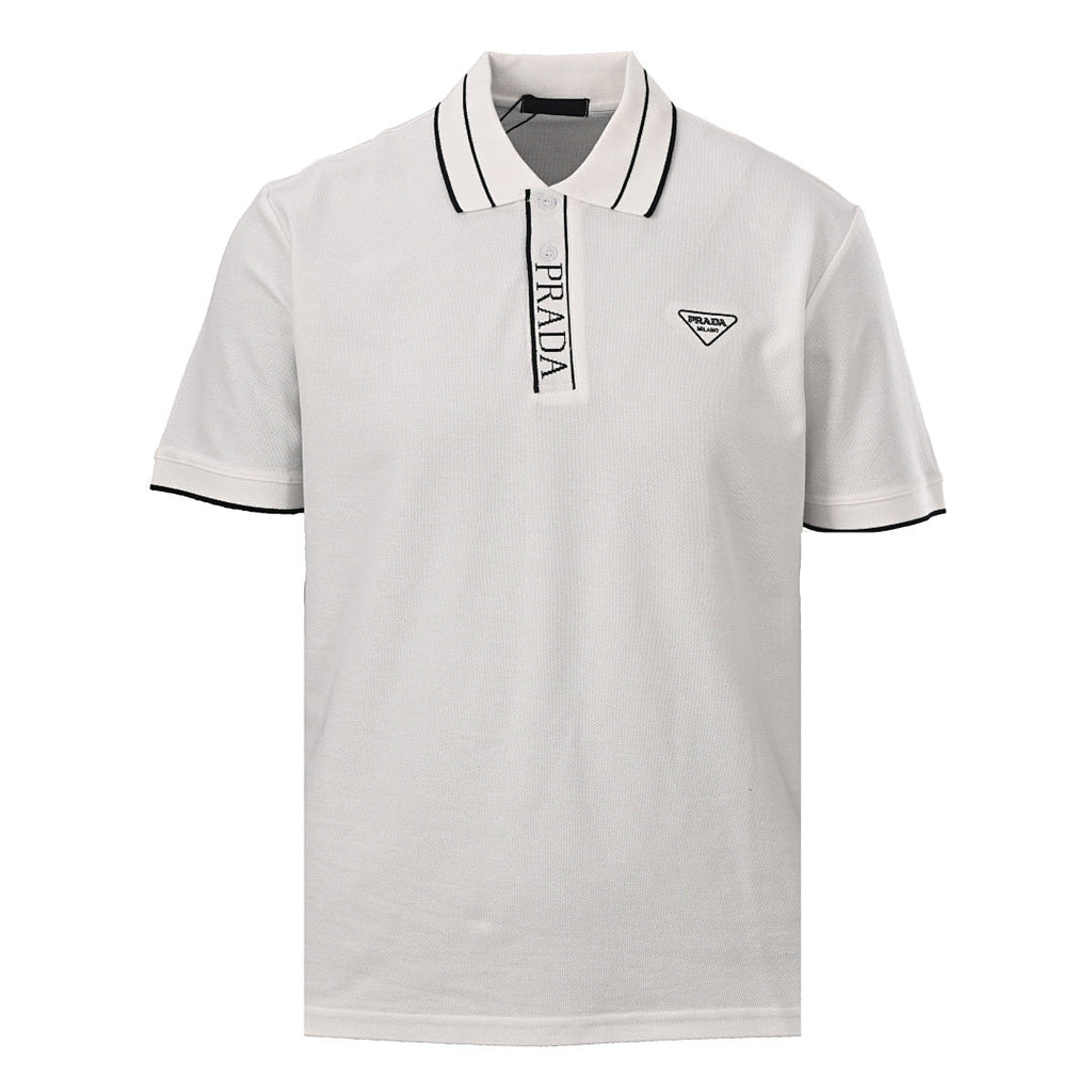 PRADA Triangle Logo Embroidered Polo Shirt