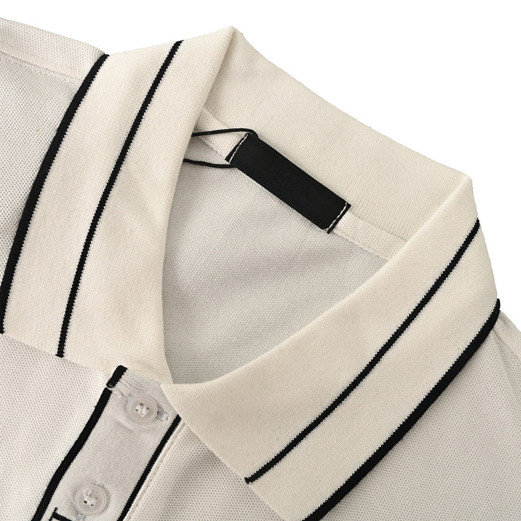 PRADA Triangle Logo Embroidered Polo Shirt