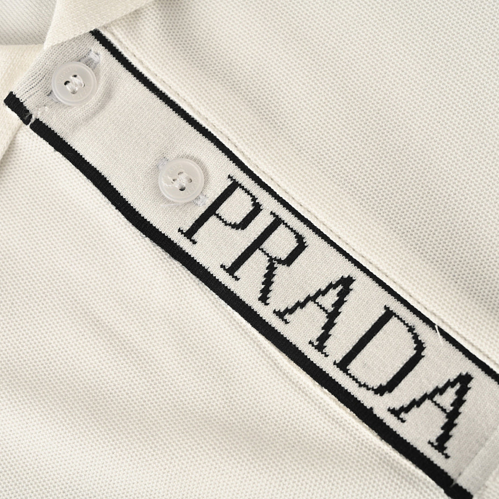 PRADA Triangle Logo Embroidered Polo Shirt