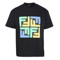 Fendi Roma FF Monogram Color-Block Print T-Shirt — BLACK/ Pink & Yellow