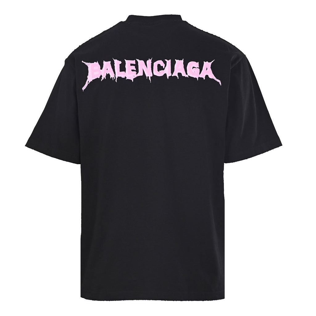 Balenciaga Gothic Metal Logo T-Shirt – Black