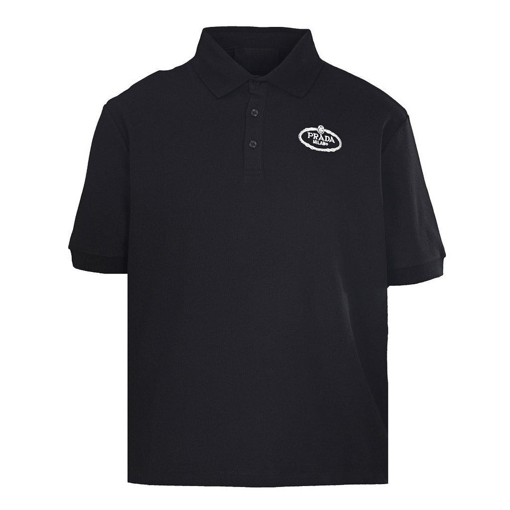 PRADA Oval Embroidery Short-Sleeve Polo Shirt