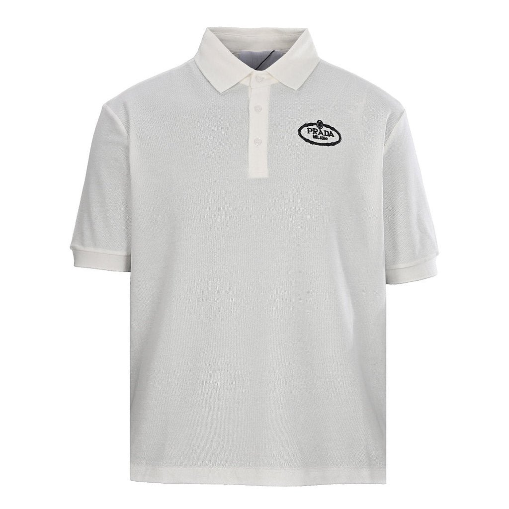 PRADA Oval Embroidery Short-Sleeve Polo Shirt