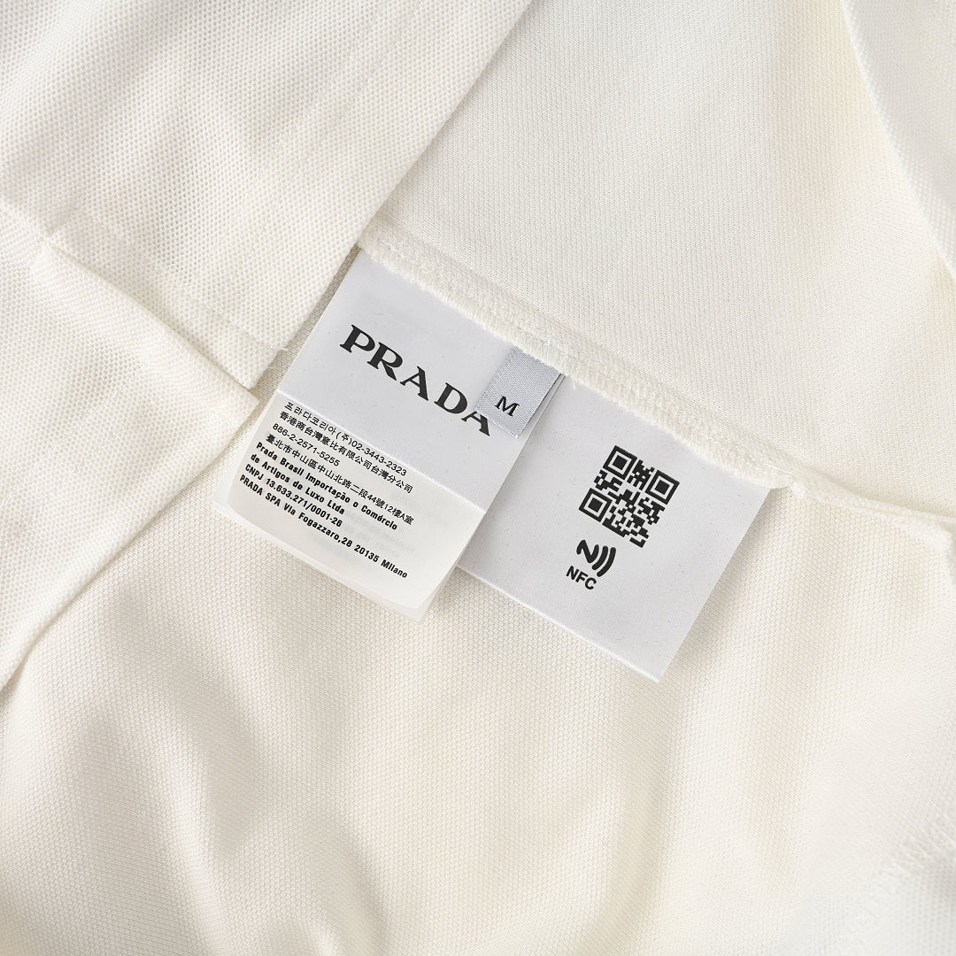 PRADA Oval Embroidery Short-Sleeve Polo Shirt