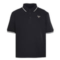 PRADA Short-Sleeve Polo Shirt with Black Stripe Detail