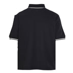 PRADA Short-Sleeve Polo Shirt with Black Stripe Detail
