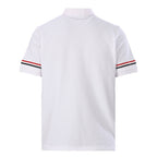 Thom Browne RWB Stripe Cuff Piqué Polo Shirt – White