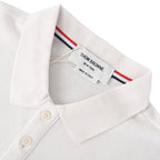 Thom Browne RWB Stripe Cuff Piqué Polo Shirt – White
