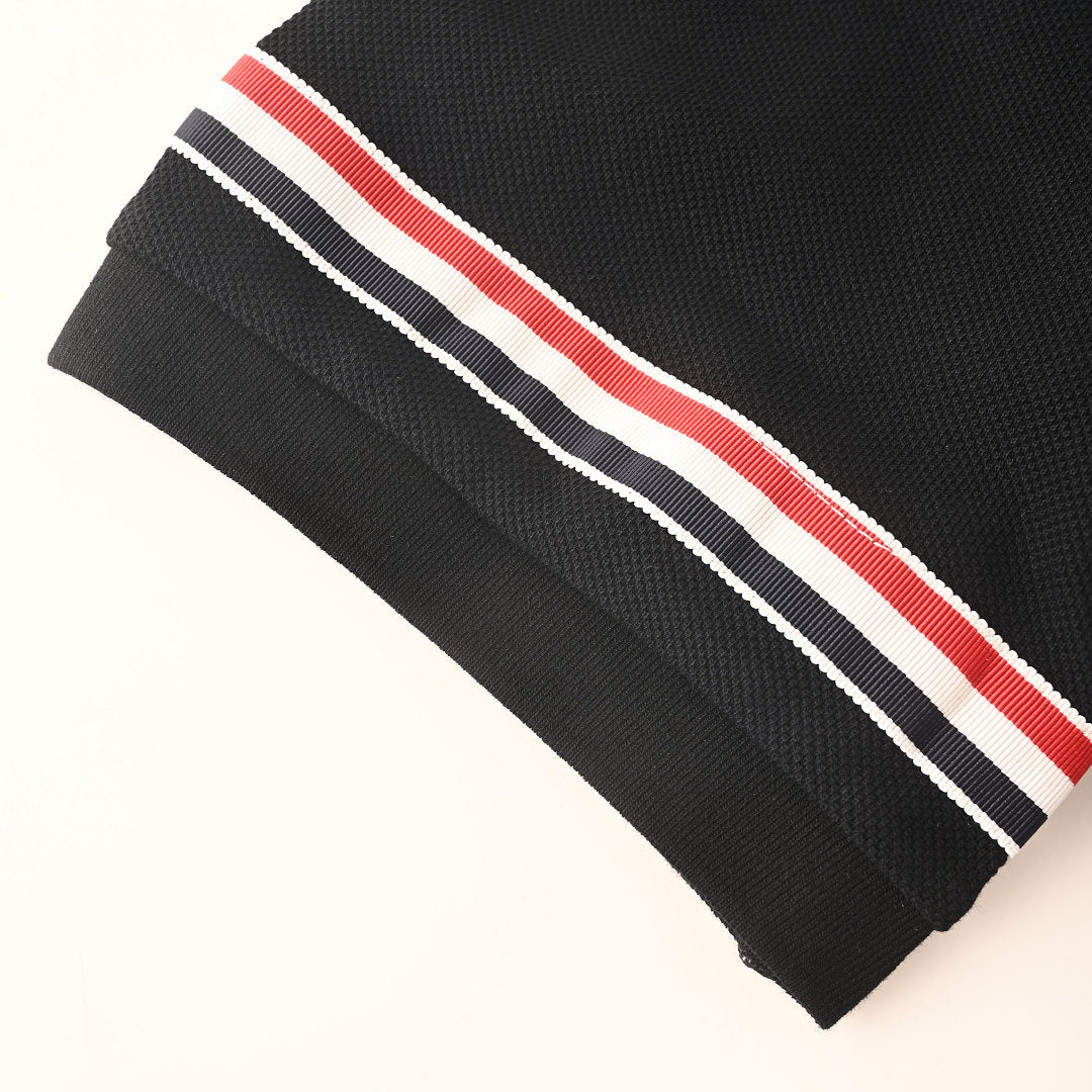 Thom Browne RWB Stripe Cuff Piqué Polo Shirt
