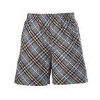 BURBERRY Grey-Green Twill Check Shorts