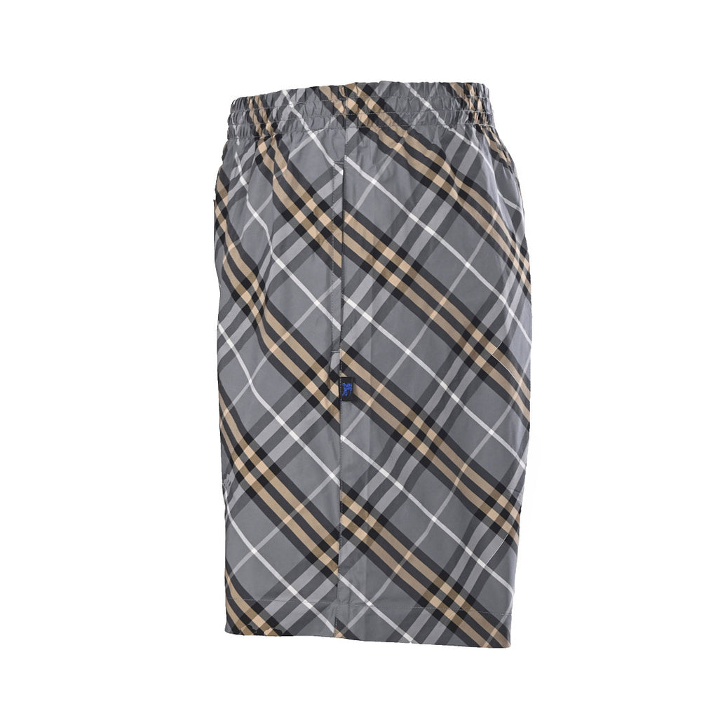 BURBERRY Grey-Green Twill Check Shorts
