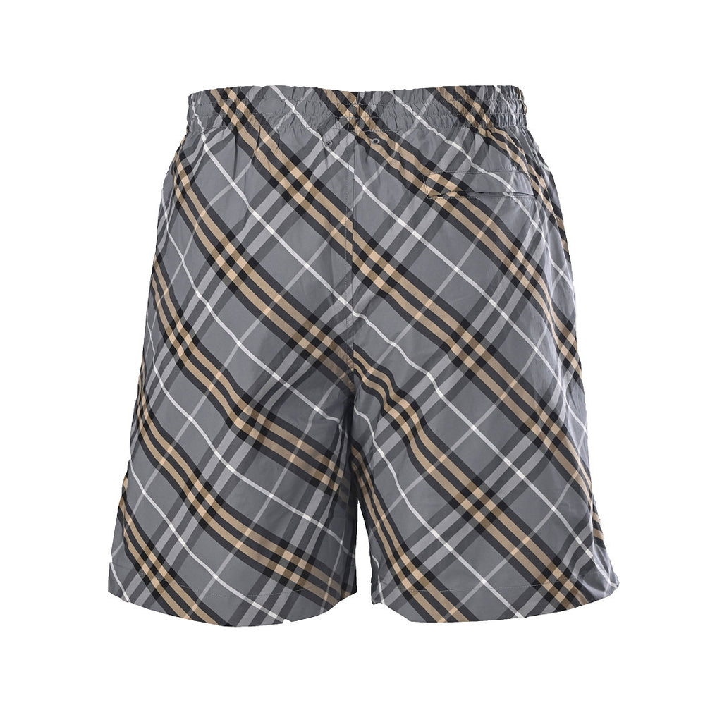 BURBERRY Grey-Green Twill Check Shorts