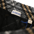 BURBERRY Grey-Green Twill Check Shorts