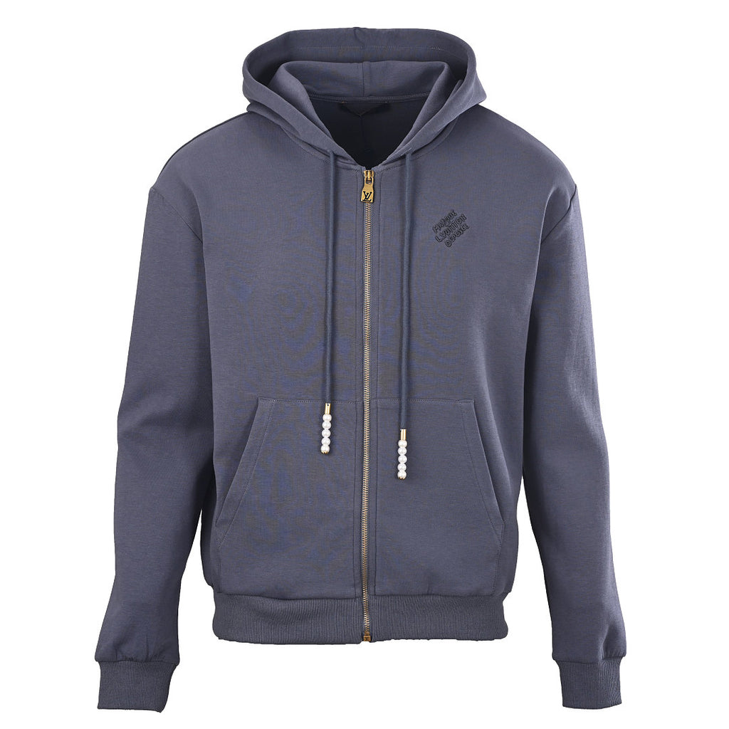 Louis Vuitton Pearl Drawstring Zip Hoodie — Slate Blue