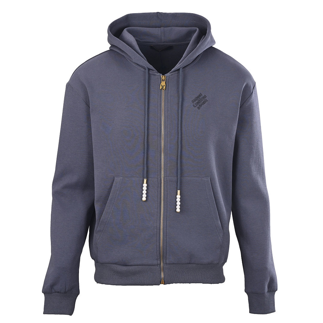 Louis Vuitton Pearl Drawstring Zip Hoodie — Slate Blue