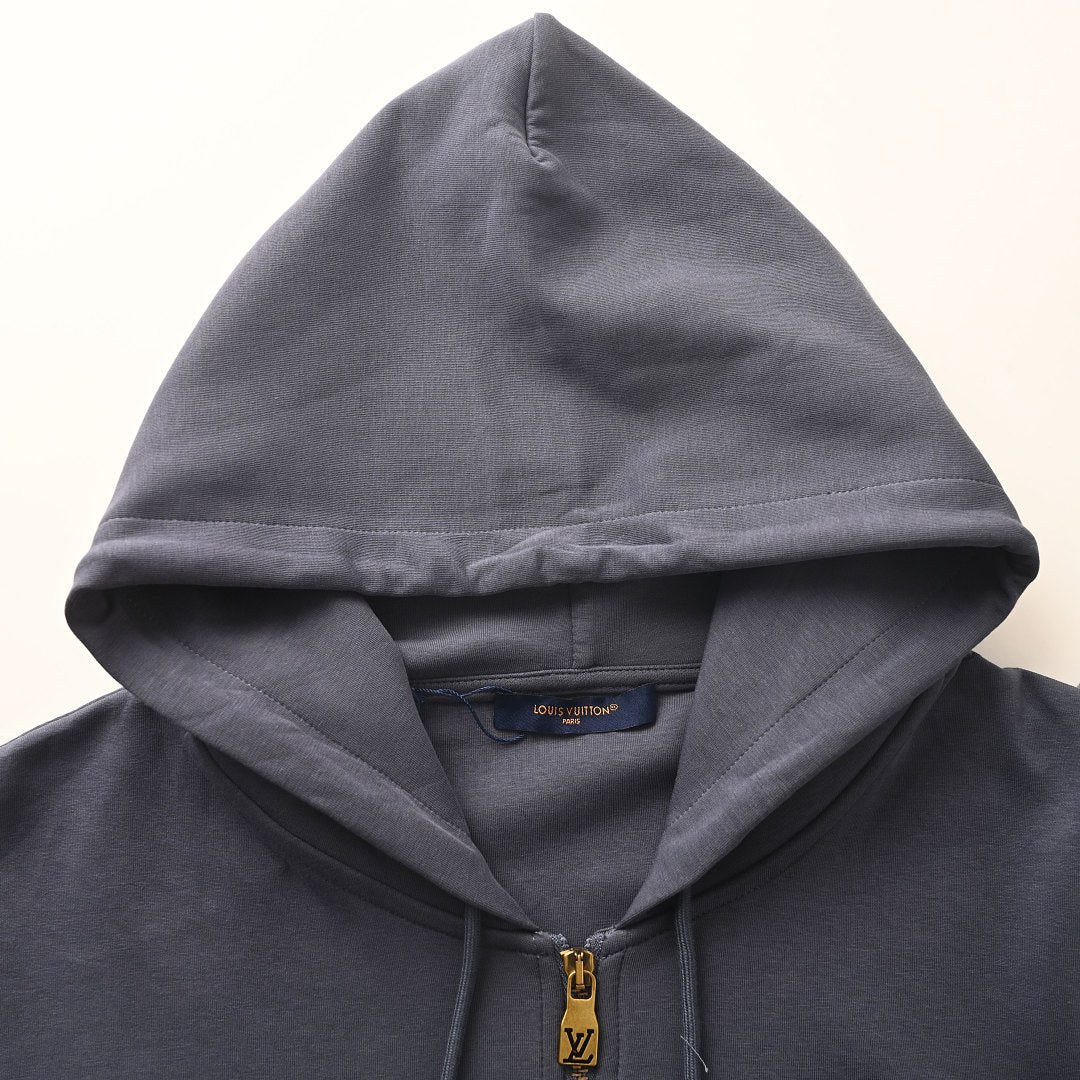 Louis Vuitton Pearl Drawstring Zip Hoodie — Slate Blue