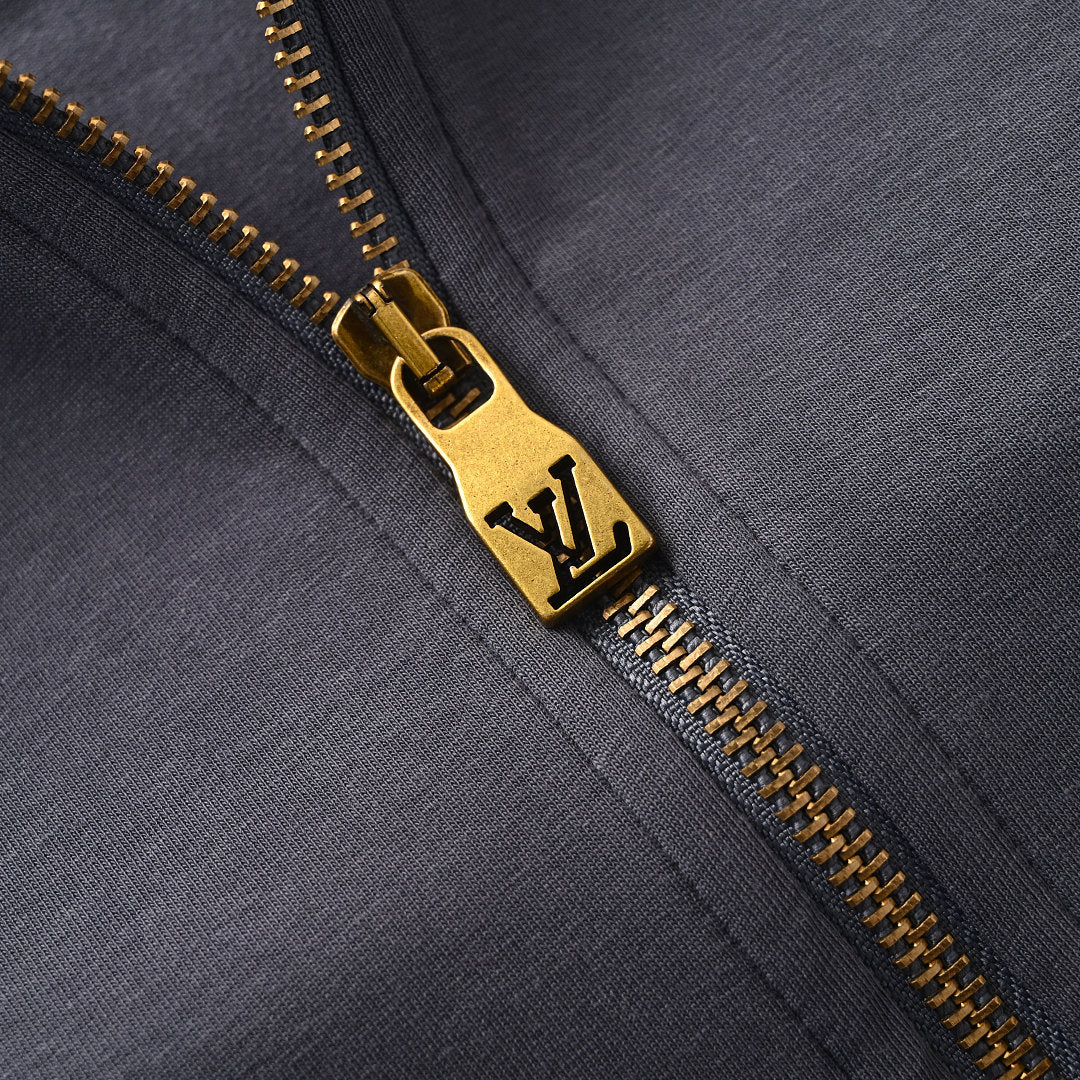 Louis Vuitton Pearl Drawstring Zip Hoodie — Slate Blue