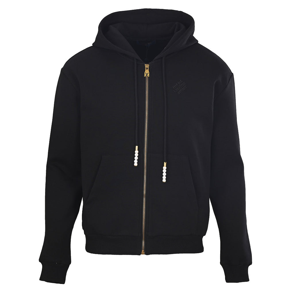 Louis Vuitton Pearl Drawstring Zip Hoodie — Black