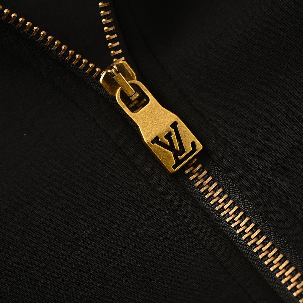 Louis Vuitton Pearl Drawstring Zip Hoodie — Black