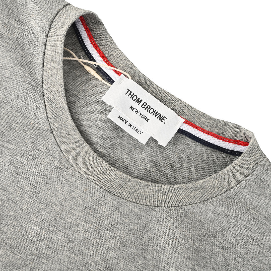 Thom Browne 4-Bar Stripe Sleeve T-Shirt – Medium Grey