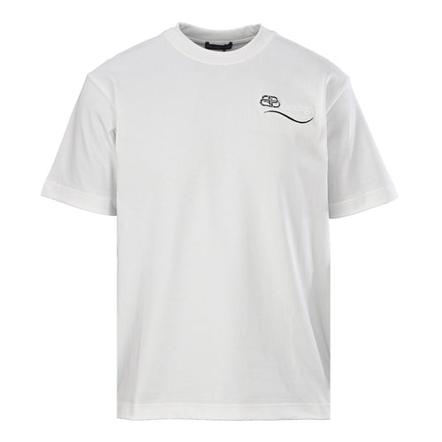Balenciaga Crewneck T-Shirt – Multi-Layer Wave Embroidery