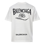 Balenciaga Crewneck T-Shirt – Multi-Layer Wave Embroidery