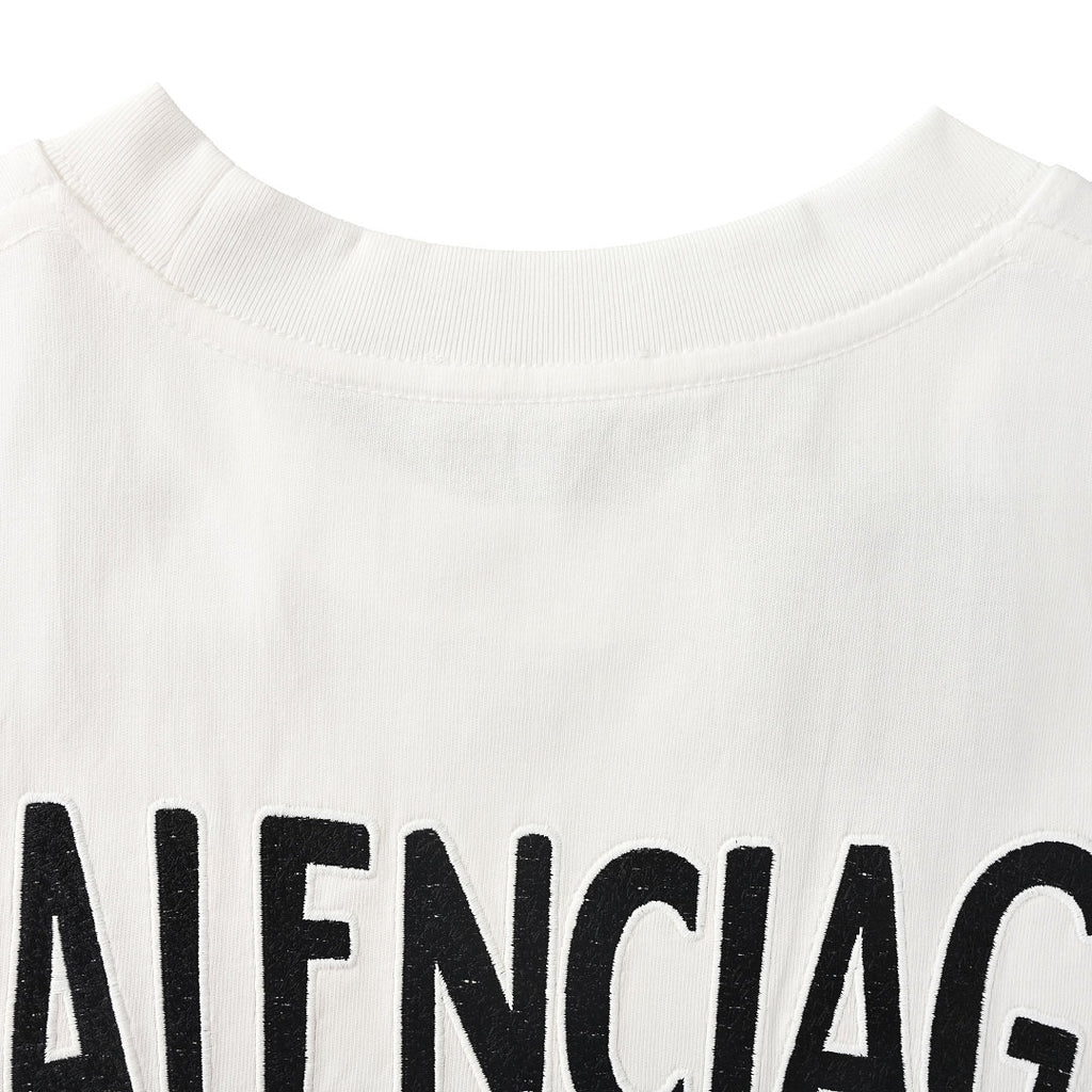 Balenciaga Crewneck T-Shirt – Multi-Layer Wave Embroidery