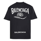 Balenciaga Crewneck T-Shirt – Multi-Layer Wave Embroidery