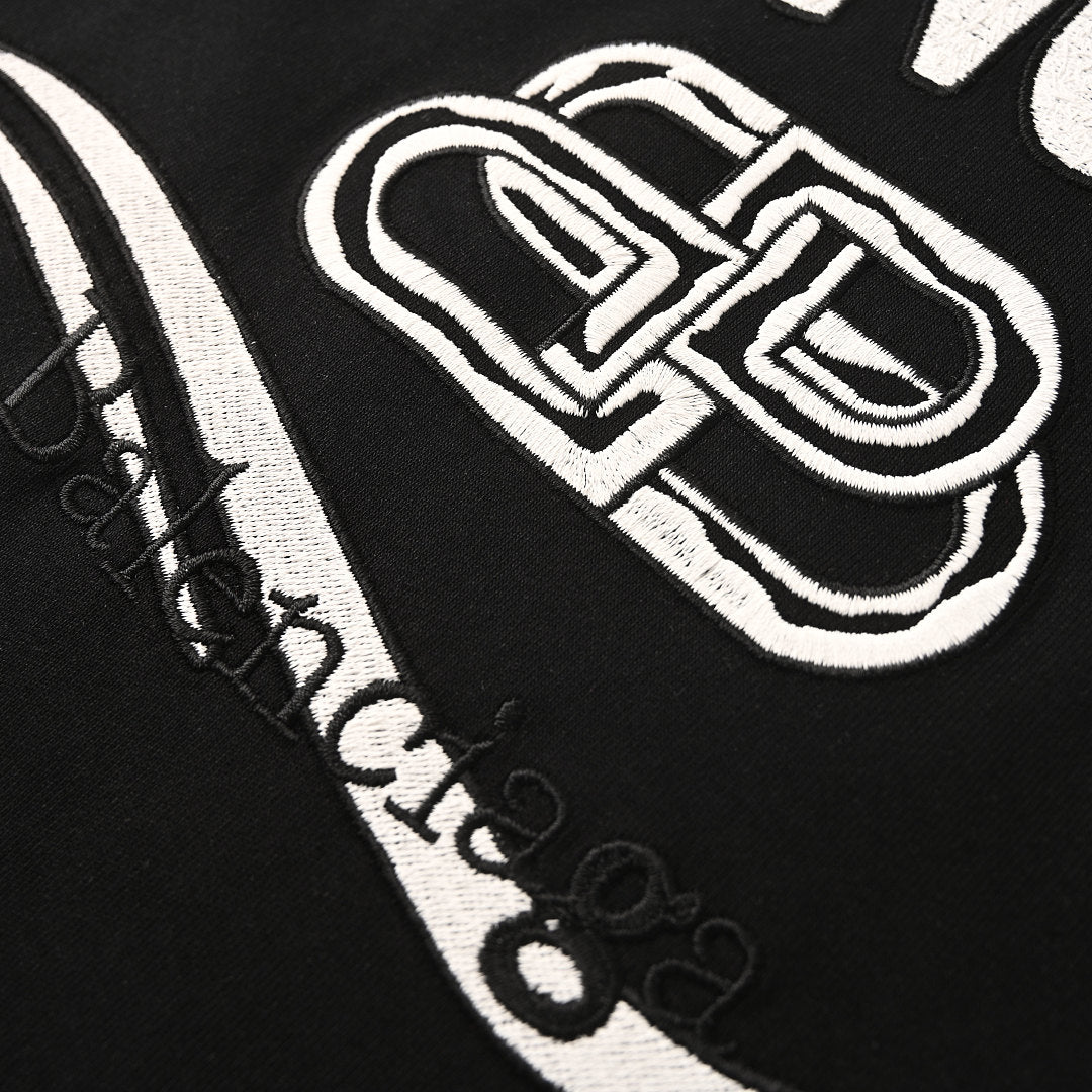 Balenciaga Crewneck T-Shirt – Multi-Layer Wave Embroidery