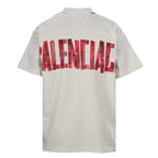 Balenciaga Red Caution Tape Logo T-Shirt – Beige