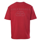 Balenciaga BB Buckle Logo Embroidered T-Shirt – Red