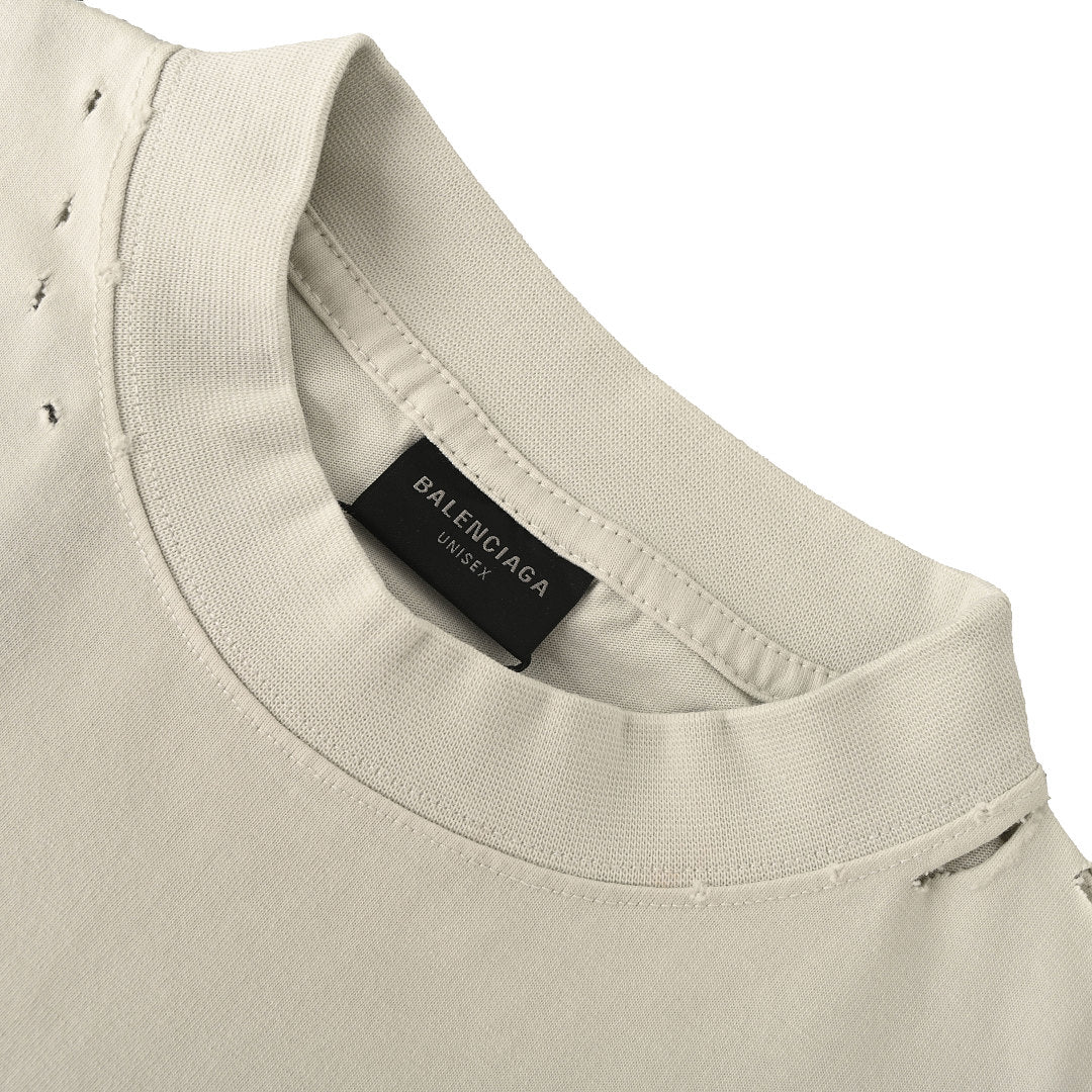 Balenciaga Red Caution Tape Logo T-Shirt – Beige