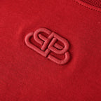 Balenciaga BB Buckle Logo Embroidered T-Shirt – Red