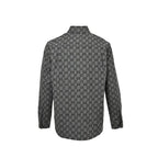 Gucci Black Gingham Monogram Print Point Collar Overshirt