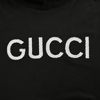 Gucci Black Heavyweight Cotton Hoodie with Raised-Letter Wordmark Print