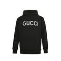 Gucci Black Heavyweight Cotton Hoodie with Raised-Letter Wordmark Print