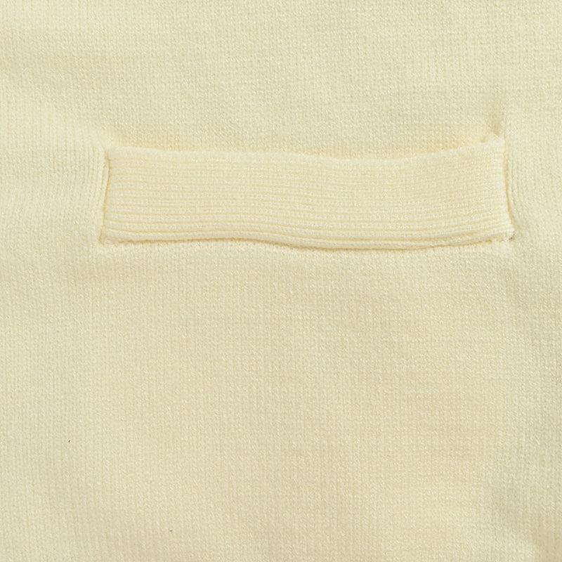 Gucci Ivory Fine Knit V-Neck Cardigan with Patch Pockets